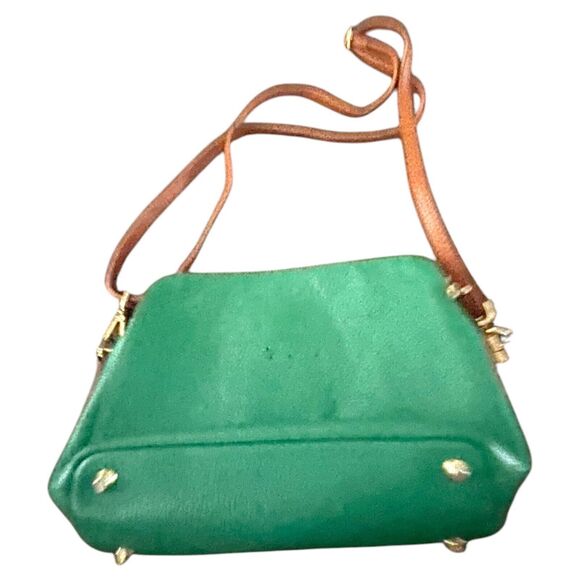 Valentina Made in Italy Green Pebbled Leather Crossbody Bag Purse - Picture 1 of 5